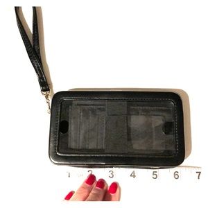 Wristlet for phone and credit cards.